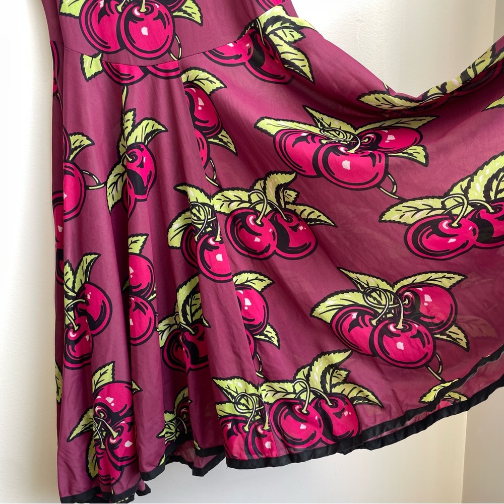 Vintage 1970s Betsey Johnson Alley Cat Cherry Print Dress - Picture 5 of 8